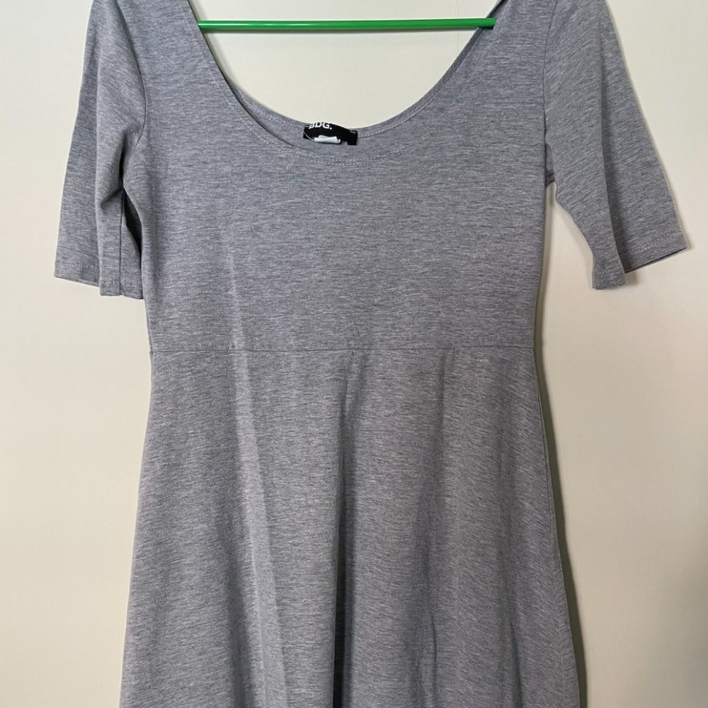 UO BDG Grey Scoop Neck Fit & Flare Mini Dress | M